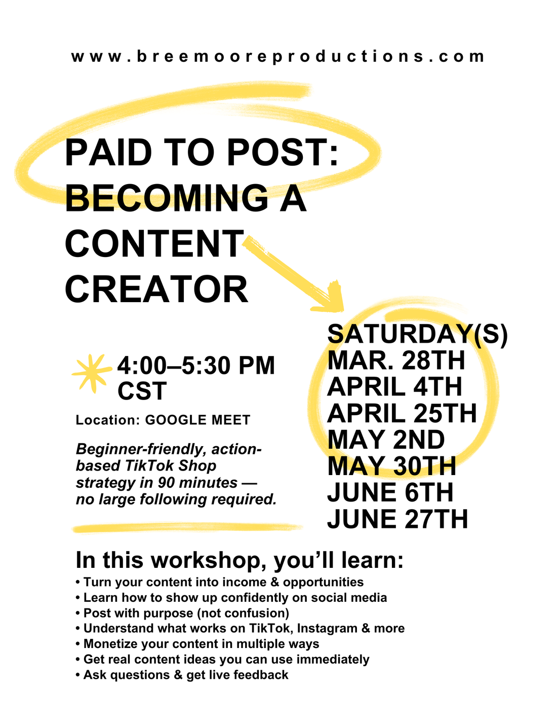 PAID TO POST Workshops
